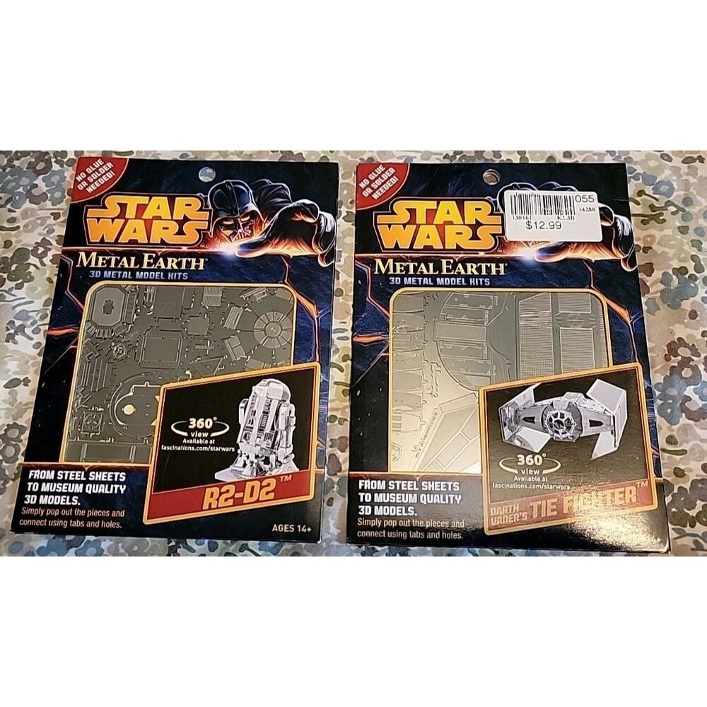 2013 Lot Of 2 Different Star Wars Metal Earth 3D Metal Model Kits Complete